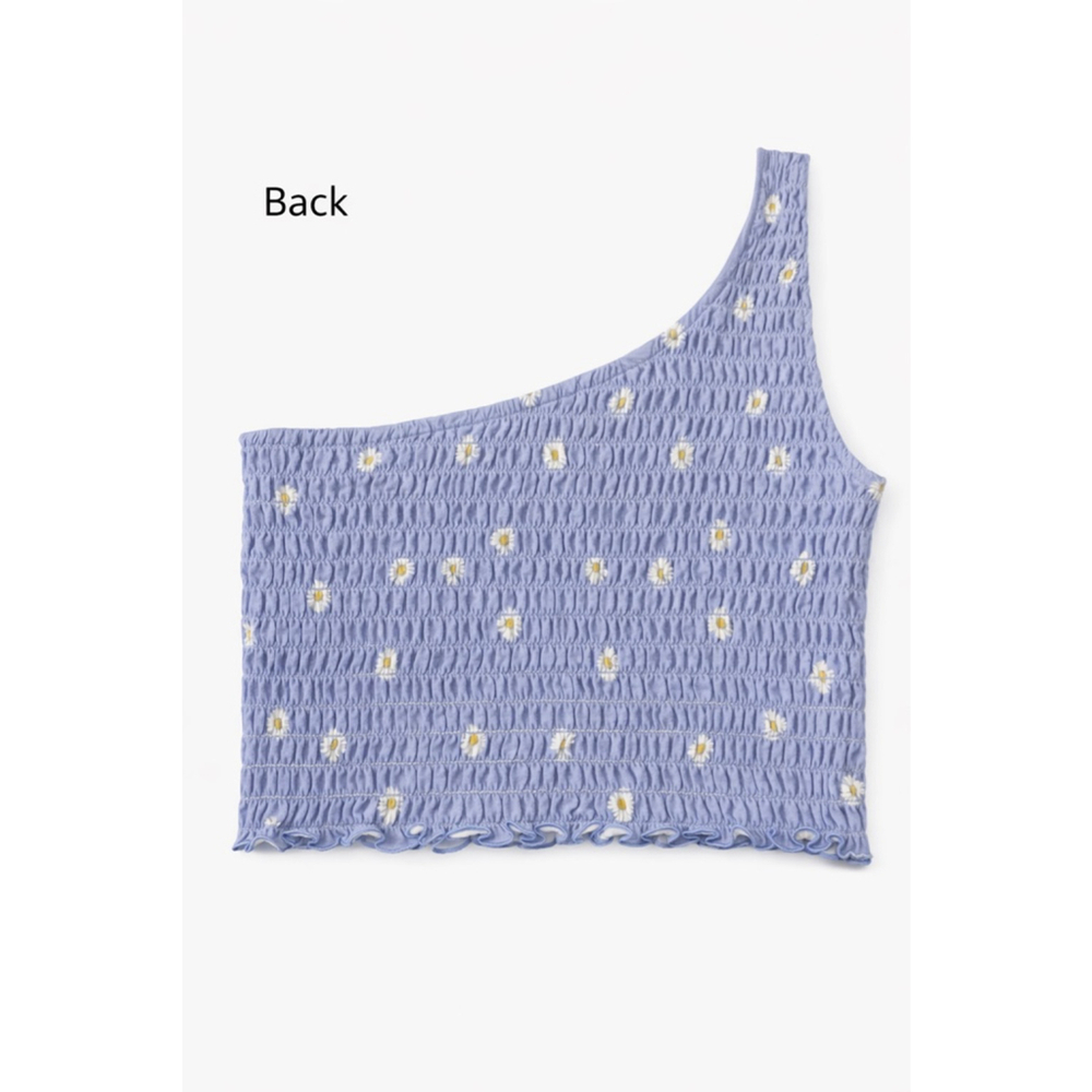 Hollister One Shoulder Smocked Daisy Crop Top XS - Picture 5 of 8